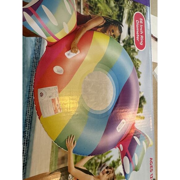 Members Mark Oversized Pool Float Candy Design 56in Cupholder Mesh Seat Handles